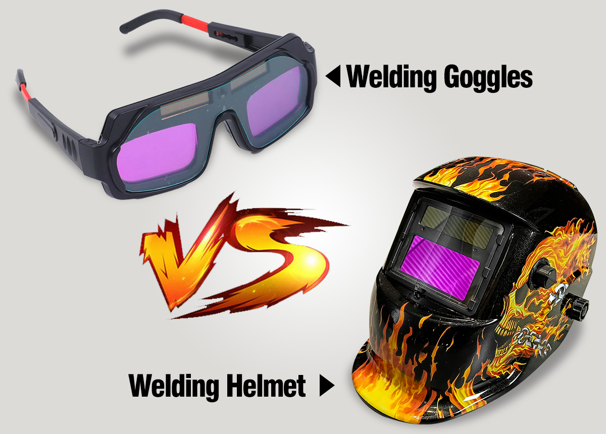 óculos de soldagem vs capacete de soldagem
